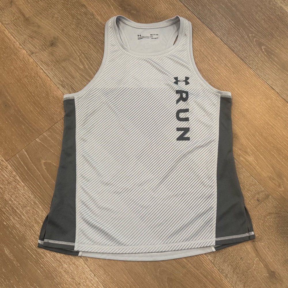 Under Armour Silver and Grey Heat Gear Racerback Running Tank